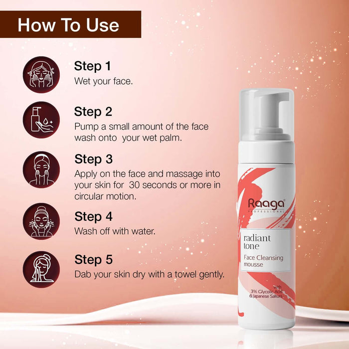 Radiant tone face cleansing mousse usage