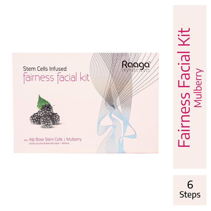 Raaga Professional Stemcell Fairness Facial Kit, Infused with Alp Rose Stem Cells & Mulberry, 61g | Skin Lightening & Regeneration