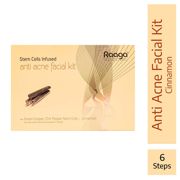 Raaga Professional Stem Cell Anti-Acne Facial Kit, 61g | Cinnamon, Green Grape, Chili Pepper Stem Cells | Fights Acne & Inflammation