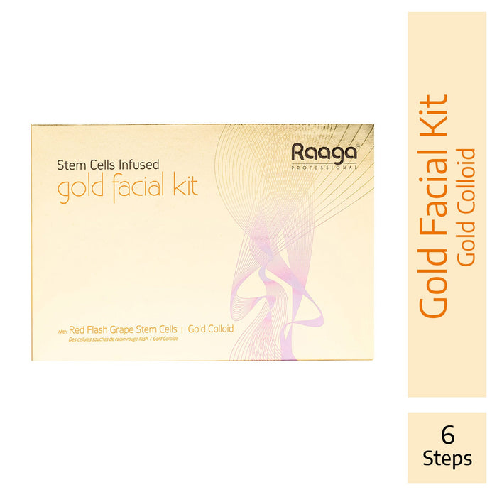 Raaga Professional Stem Cell Gold Facial Kit, 61g | Gold Colloid & Red Flesh Grape Stem Cells | Brightening & Anti-Pigmentation