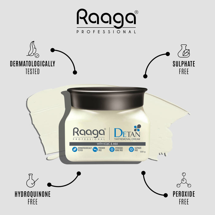 Raaga Professional De-Tan Pack | Tan Removal Cream with Kojic and Milk (500 gm)