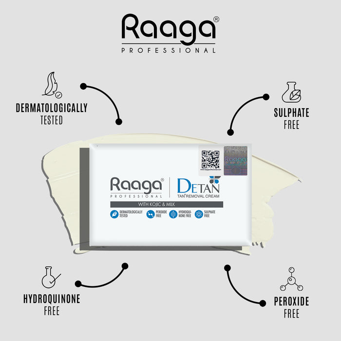 Raaga Professional De-Tan Pack | Tan Removal Cream with Kojic and Milk - 12g x 6 (72 gm)