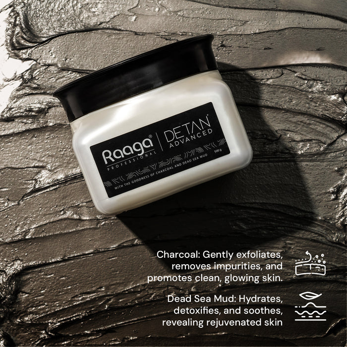 Raaga Professional De-Tan Advanced Pack | Charcoal and Dead Sea Mud | Healthy and Radiant Skin (500 gm)