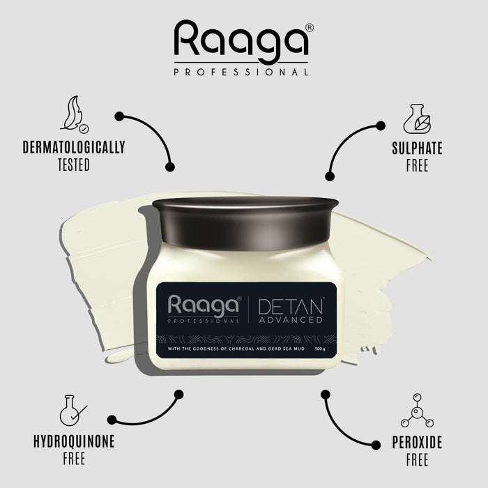 Raaga Professional De-Tan Advanced Pack | Charcoal and Dead Sea Mud | Healthy and Radiant Skin (500 gm)