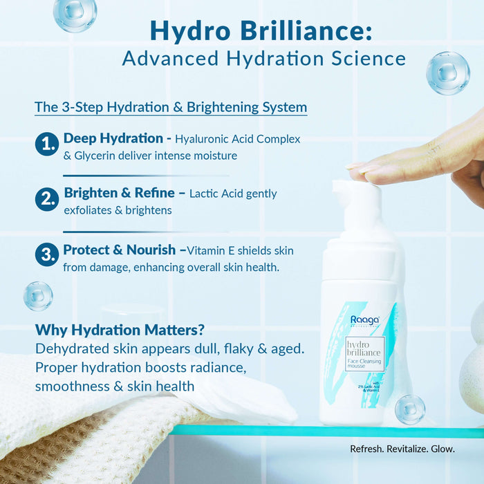 Hydro brilliance face cleansing mousse 3-step hydration & brightening system 