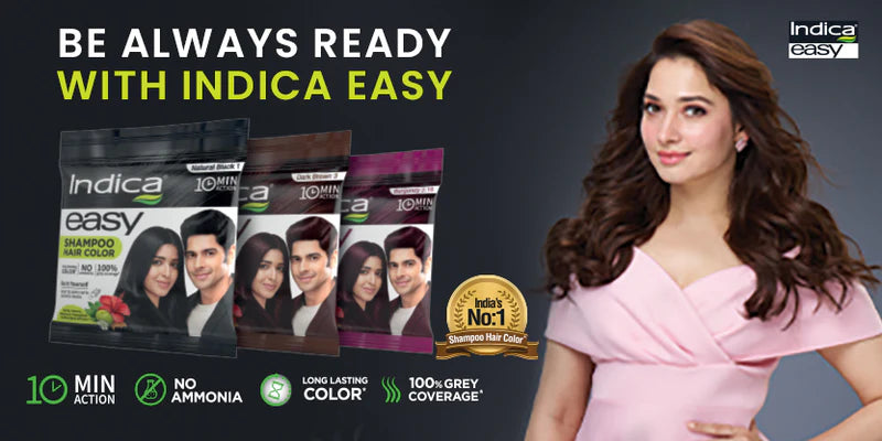 CavinKart promotional banner featuring Indica Easy hair color for quick and ammonia-free home application