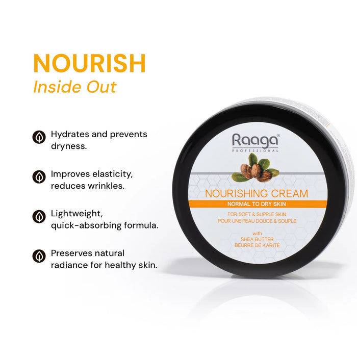 Raaga Professional Nourishing Cream, For Soft And Supple, Normal to Dry Skin, With Shea Butter, 50g | For Normal and Dry Skin