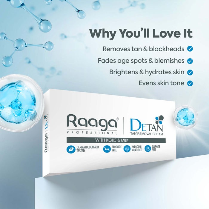 Raaga Professional De-Tan Pack | Tan Removal Cream with Kojic and Milk - 12g x 6 (72 gm)