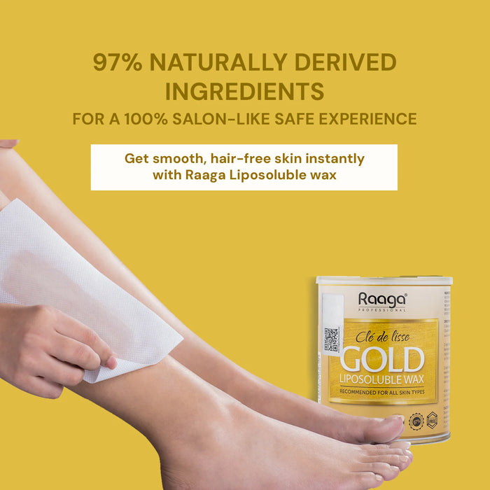 Raaga Professional Gold Liposoluble Body Wax (Metallic Wax) | Dermatologically Tested, Colophony Free (800 ml)