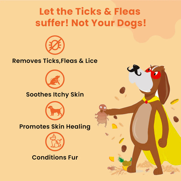 Petterati Tick & Flea Dog Shampoo With Conditioner, 400ml | For All Breeds | Removes Ticks, Fleas