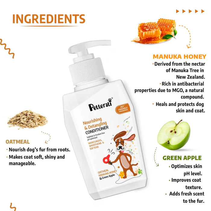 Petterati Nourishing & Detangling Dog Conditioner (400 ML) | Nourishing & Detangling Formula for Soft Coats | For Long-Haired and Thick-Coated Breeds