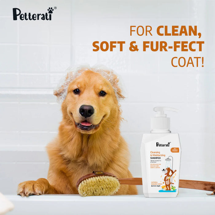 Petterati Cleansing & Moisturising Dog Shampoo with Oatmeal and Manuka Honey, 400ml | Sulphate & Paraben-Free | Vet Recommended