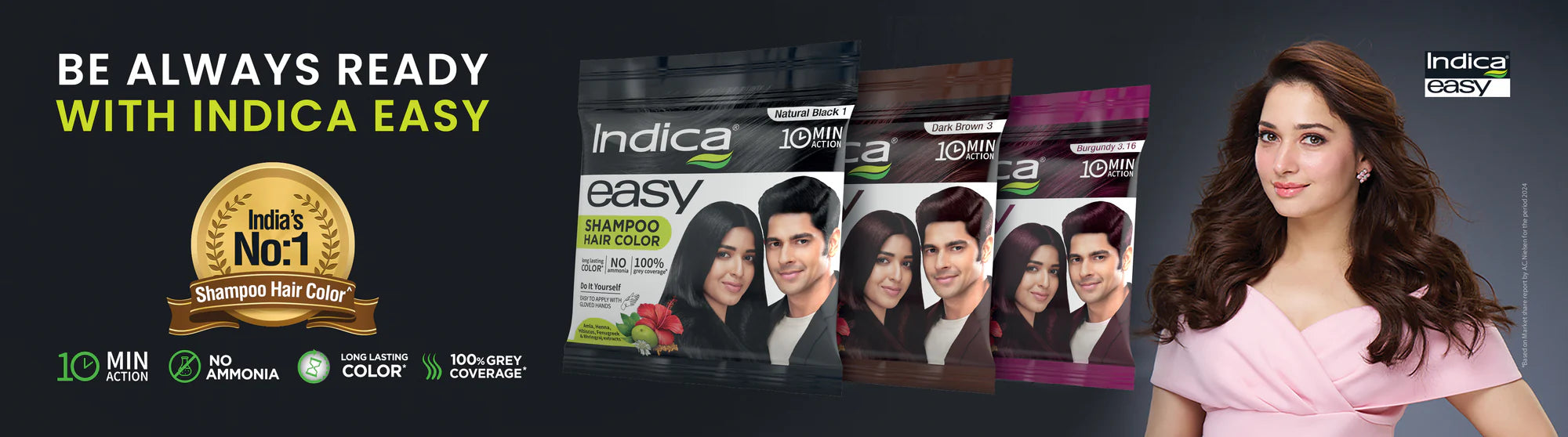 Indica Easy hair colour banner highlighting easy DIY ammonia-free hair coloring at CavinKart