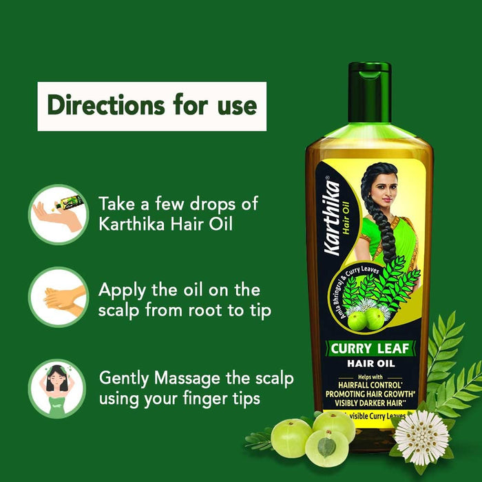 Karthika Curry Leaf Hair Oil, Controls Hairfall, Promotes Hair Growth, with Goodness Of Amla and Bhringraj, 200ml