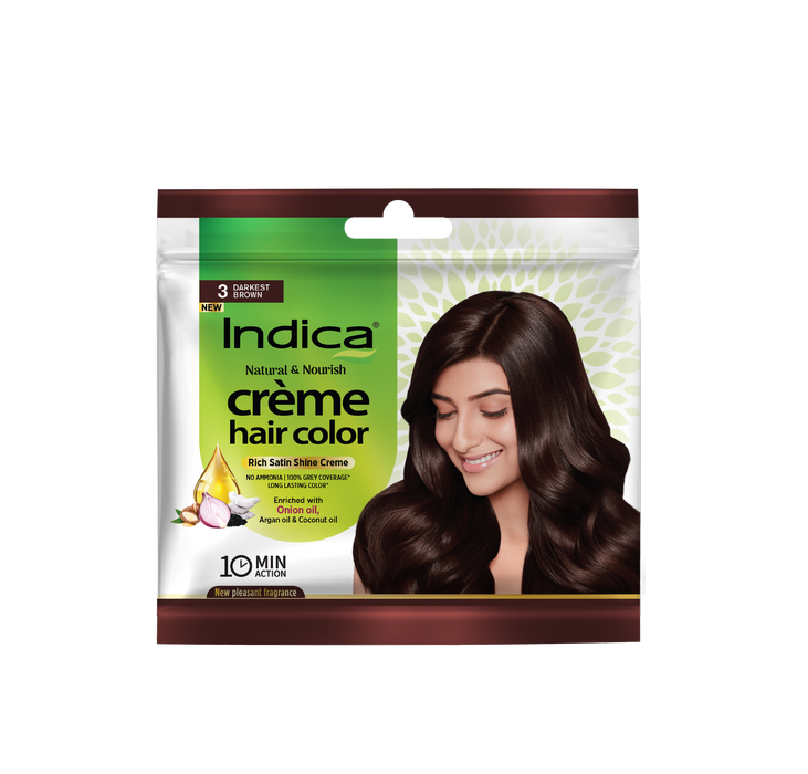 Indica Crème 10 Minutes Hair Color, Dark Brown (20g + 20ml) | 100% Grey Coverage | Ammonia-Free | Long Lasting Colour | Enriched with Walnut &amp; Silk Proteins (Pack of 10)