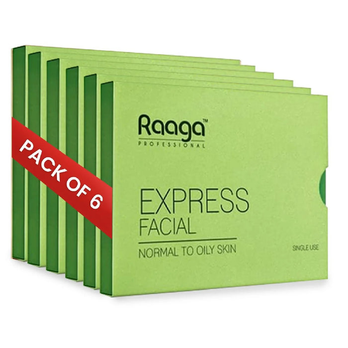 Raaga Professional Express Facial Kit revitalises and improves skin texture | Normal to Oily Skin, 35 g (Pack of 6)