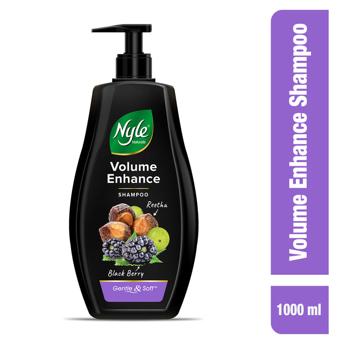 Nyle Naturals Volume Enhance Shampoo |For Voluminous Hair |With Reetha, Blackberry & Amla |Gentle & Soft Shampoo For Men & Women, 1L