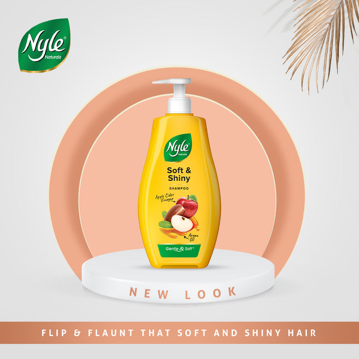 Nyle Naturals Soft & Shiny Shampoo | For Soft Hair | With Apple Cider Vinegar and Argan Oil |Gentle & Soft Shampoo, pH Balanced and Paraben Free, For Men and Women, 1L