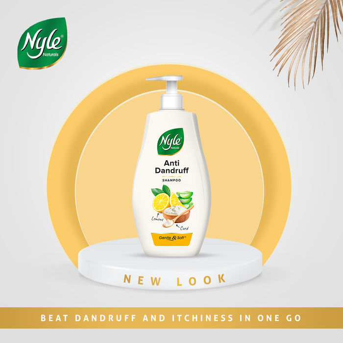 Nyle Naturals Anti Dandruff Shampoo|For Dandruff Free Hair |Enriched With Curd & Lemon |Gentle & Soft Shampoo For Men & Women, 1L