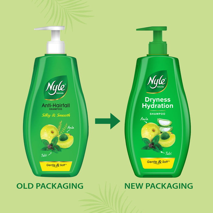 Nyle Naturals Dryness Hydration Shampoo| For Dry & Frizz Free Hair | With Tulsi, Amla and Aloe Vera|Gentle & Soft Shampoo | For Men & Women | 400ml