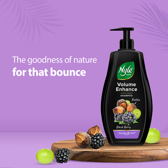 Nyle Naturals Volume Enhance Shampoo |For Voluminous Hair |With Reetha, Blackberry & Amla |Gentle & Soft Shampoo For Men & Women, 400ml