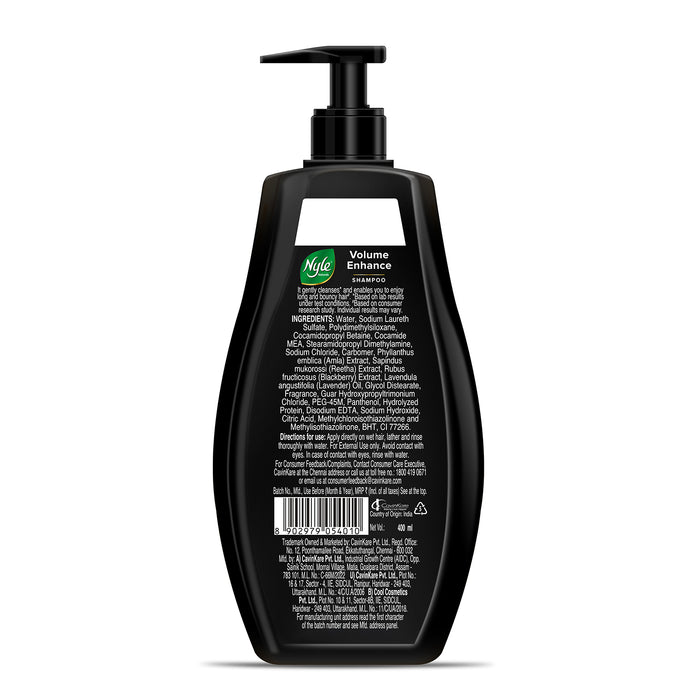 Nyle Naturals Volume Enhance Shampoo |For Voluminous Hair |With Reetha, Blackberry & Amla |Gentle & Soft Shampoo For Men & Women, 400ml