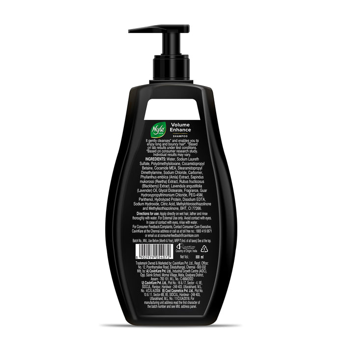 Nyle Naturals Volume Enhance Shampoo |For Voluminous Hair |With Reetha, Blackberry & Amla |Gentle & Soft Shampoo For Men & Women, 800ml