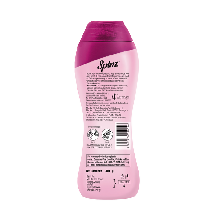Spinz Exotic Body Talcum Powder for Women 400gm | Fragrant Talcum Powder for Women