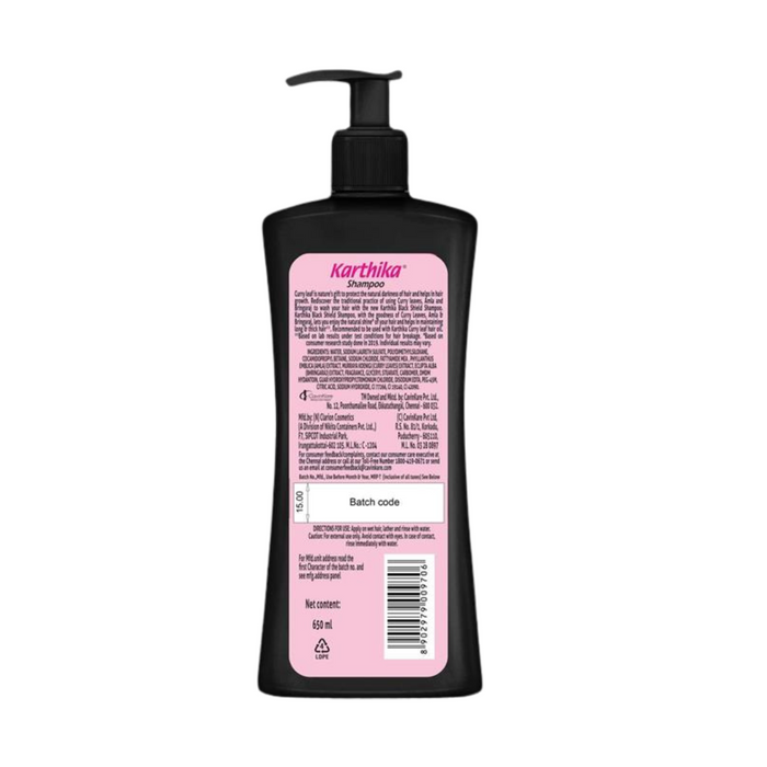 Karthika Black Shield Shampoo with Amla, Curry Leaves, and Bhringaraj | 650 ml