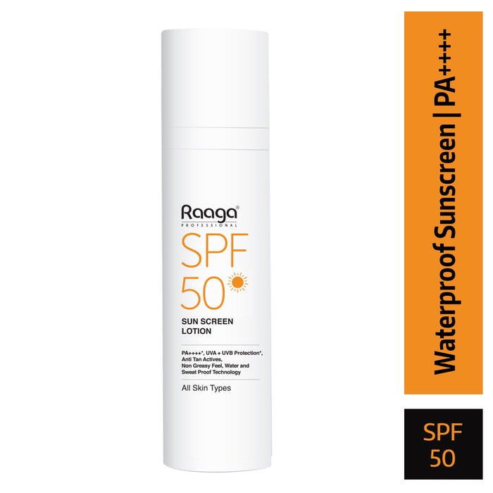 Raaga Professional Sunscreen Lotion SPF 50, 55ml | PA++++ | Broad-Spectrum UVA & UVB Protection | Non-Greasy, Sweatproof & Waterproof