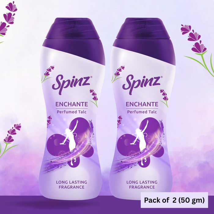 Spinz Enchante Body Talcum Powder for Women 50gm | Fragrant Talcum Powder for Women (Pack of 2)