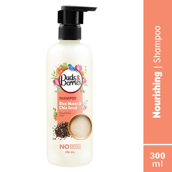 Buds & Berries Rice Water and Chia Seed Shampoo - 300ml | For Maintaining the Dry & Frizzy Hair - Cavinkart