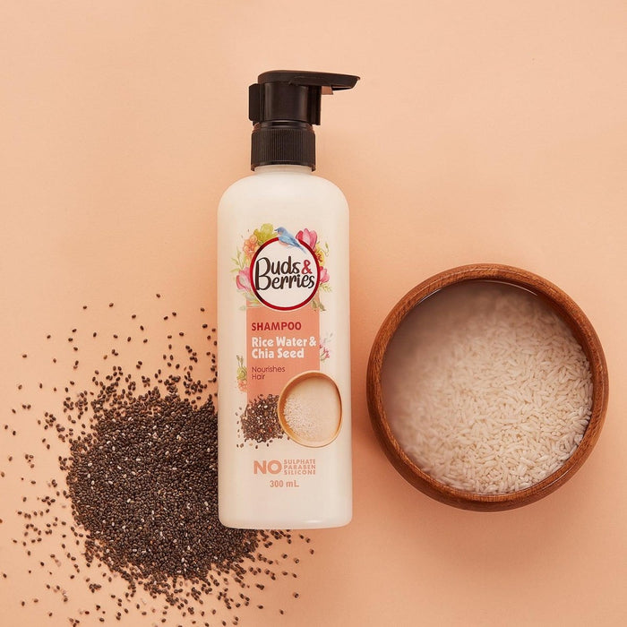 Buds & Berries Rice Water and Chia Seed Shampoo - 300ml | For Maintaining the Dry & Frizzy Hair - Cavinkart