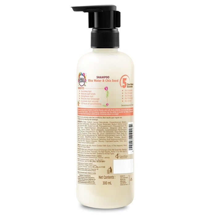 Buds & Berries Rice Water and Chia Seed Shampoo - 300ml | For Maintaining the Dry & Frizzy Hair - Cavinkart