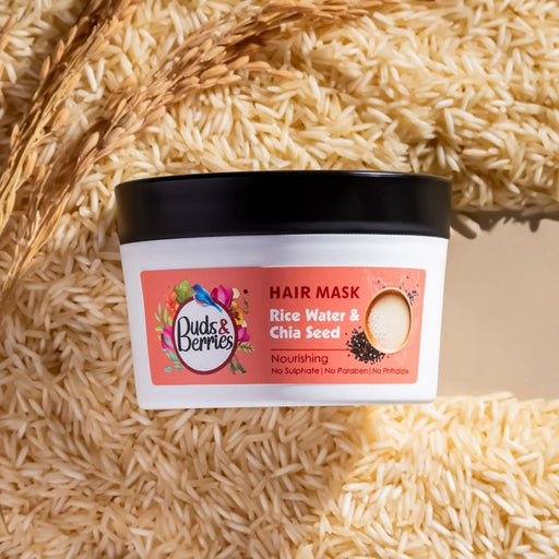 Buds & Berries Rice Water and Chia Seeds Nourishing Hair Mask | Strengthens & Nourishes Hair | 120 Hours of Conditioning | NO Sulphate, NO Paraben | 200ml - Cavinkart