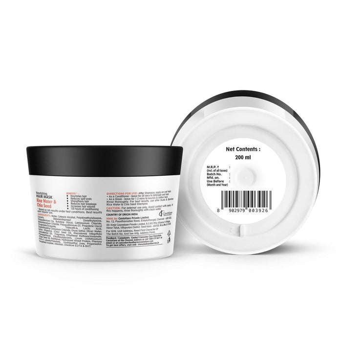 Buds & Berries Rice Water and Chia Seeds Nourishing Hair Mask | Strengthens & Nourishes Hair | 120 Hours of Conditioning | NO Sulphate, NO Paraben | 200ml - Cavinkart