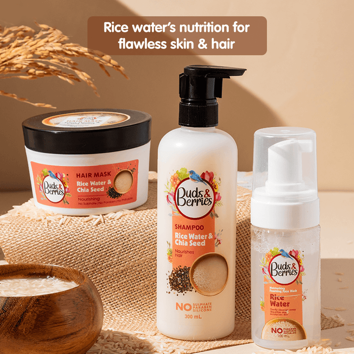 Buds & Berries Rice Water and Chia Seeds Nourishing Hair Mask | Strengthens & Nourishes Hair | 120 Hours of Conditioning | NO Sulphate, NO Paraben | 200ml - Cavinkart