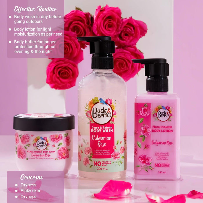 Bulgarian Rose Body Lotion No Paraben, No Phthalate, No Mineral Oil - 240ml - Buds&Berries