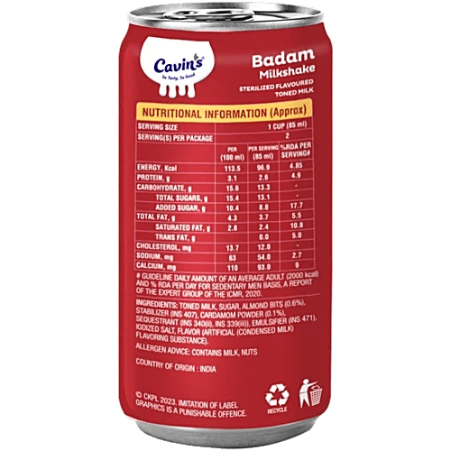 Cavin’s Badam Milkshake, 170 ml | Badam Milkshake - Cavinkart
