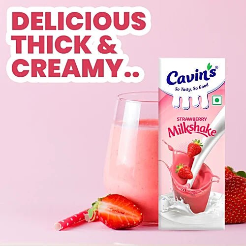 Cavin’s Strawberry Milkshake, 180ml (pack of 30) | Strawberry Milkshake - Cavinkart