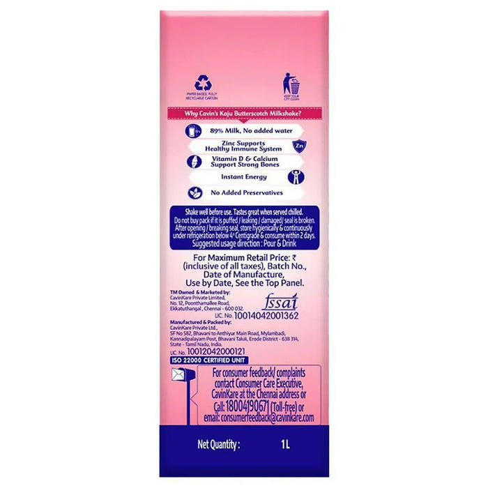 Cavin's Strawberry Milkshake, 1L | Strawberry Milkshake - Cavinkart