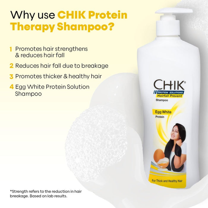 Chik Protein Solution Hairfall Prevent Shampoo, 340 ml | With Goodness Of Egg White, For Thick And Healthier Hair - Cavinkart