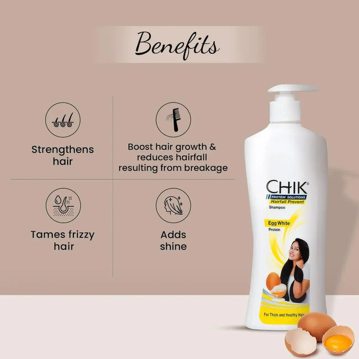 Chik Protein Solution Hairfall Prevent Shampoo, 650 ml | With Goodness Of Egg White, For Thick And Healthier Hair - Cavinkart
