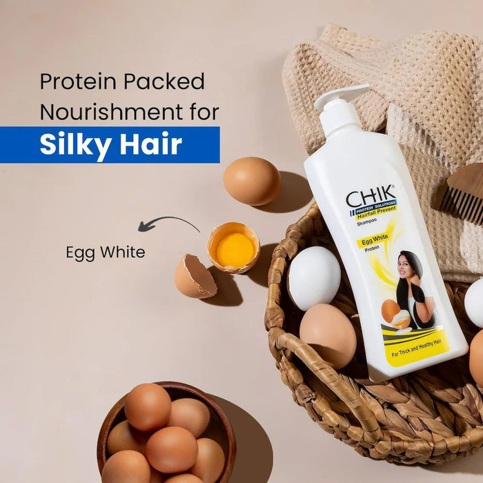 Chik Protein Solution Hairfall Prevent Shampoo, 650 ml | With Goodness Of Egg White, For Thick And Healthier Hair - Cavinkart