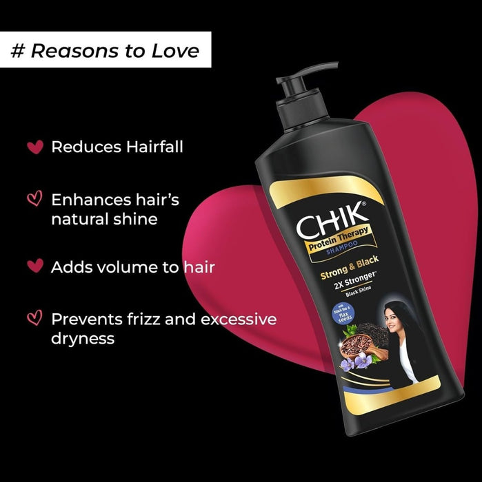 Chik Protein Therapy Thick and Glossy Shampoo | With the Goodness of Badam Protein, Bhringraj Oil, and Black Tea for Gorgeous, Shiny Hair 340 ml - Cavinkart