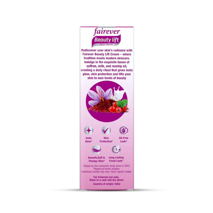Fairever Beauty Lift Saffron, Milk & Rosehip Oil Face Cream, 50g - Cavinkart