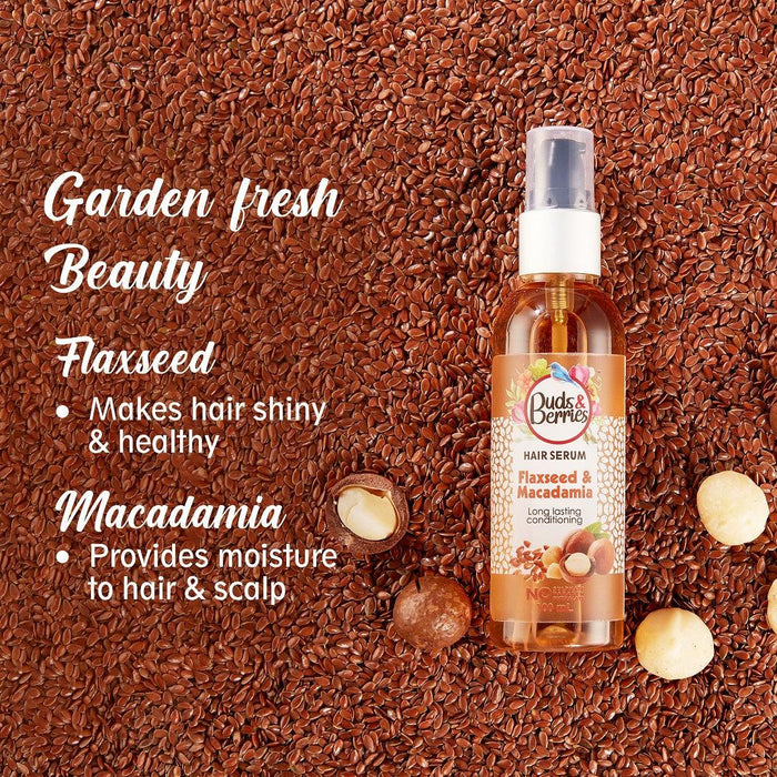 Flaxseed and Macadamia Hair Serum for Long Lasting Conditioning - 100 ml - Buds&Berries