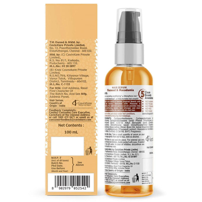 Flaxseed and Macadamia Hair Serum for Long Lasting Conditioning - 100 ml - Buds&Berries