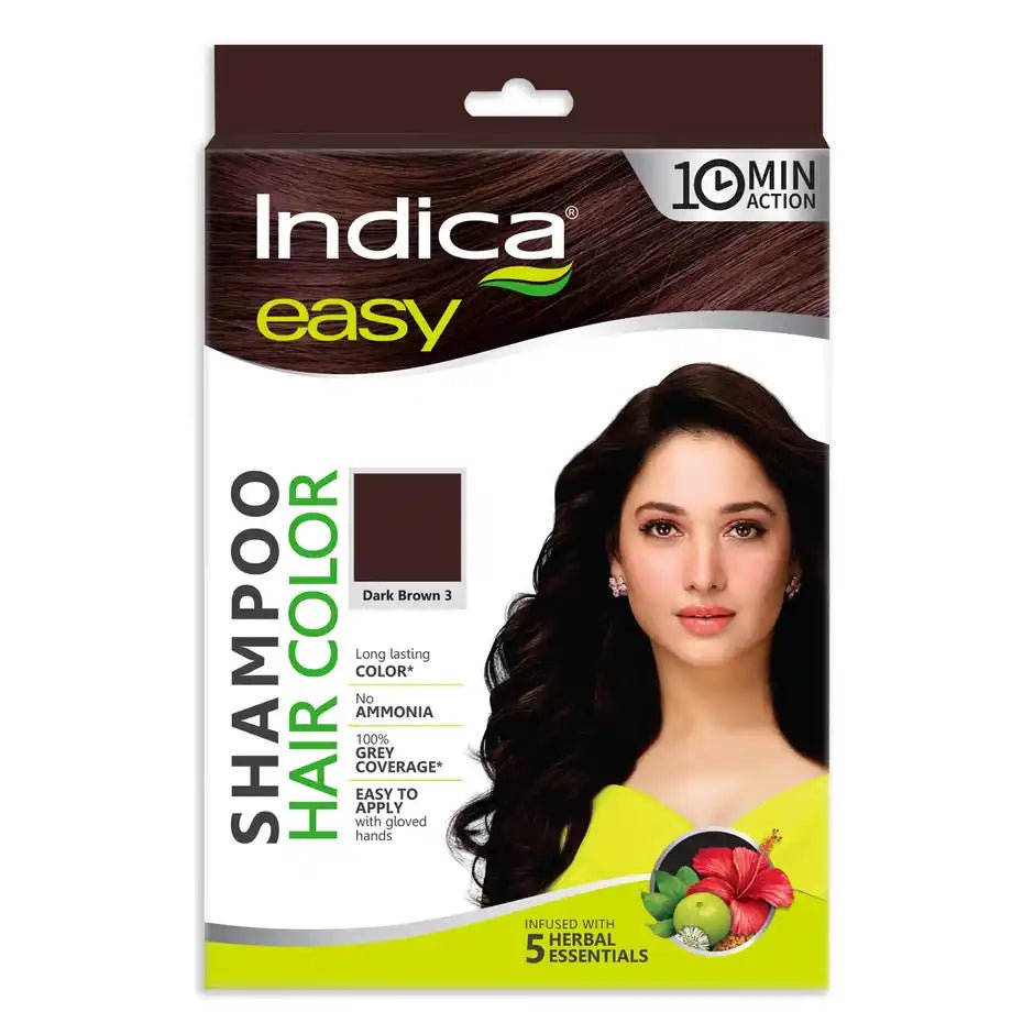 Indica Easy Hair Colour Shampoo, Dark Brown, Pack of 12