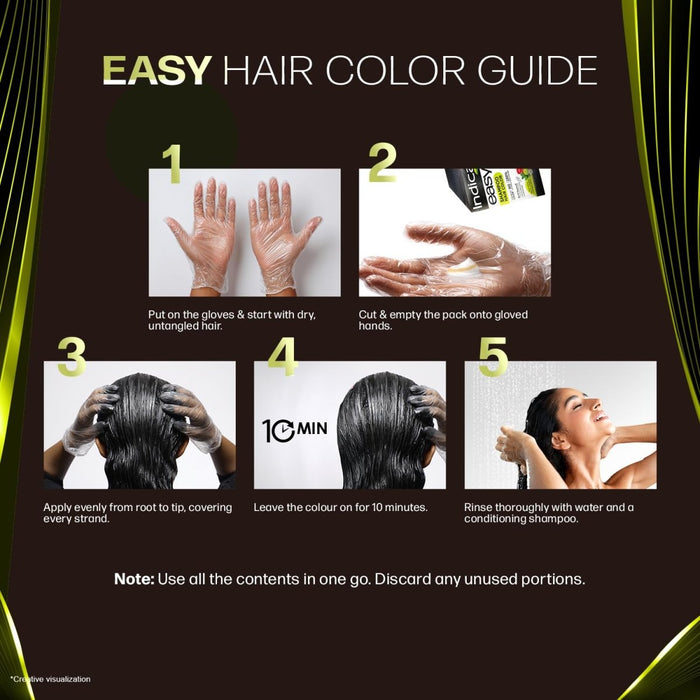 Indica Easy Do - It - Yourself Hair Color Shampoo Pump Pack with 5 Herbal Extracts and 100% Ammonia Free, Long Lasting Formula, 180 ML - Natural Brown Colour - Cavinkart